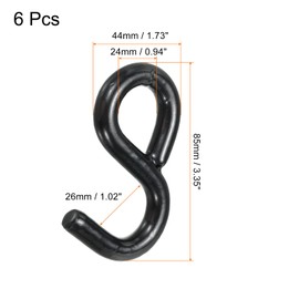 MECCANIXITY Ratchet Strap S Hook Load 3306 Lbs 88mm Length for 1" Tie Down Strap Webbing Car Truck Trailer Pack of 6