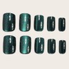 Dark Blue Press on Nails Short Square Fake Nails Cat