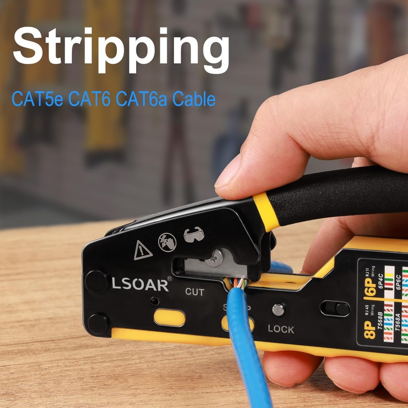 Lsoar RJ45 Crimper Pass Through RJ45 Crimp Tool Kit