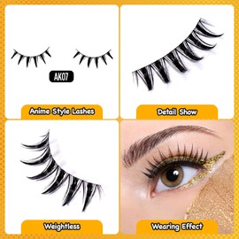 Laflare Kawaii 3D Anime Faux Mink Lash | Manga Lashes | Japanese Style Cosplay Lashes | Spiky 8D Wispy False Eyelashes Full Strip Doll Lashes. (AK07)
