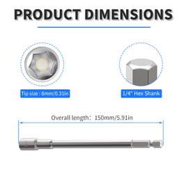 FOCKEAMS 3Pcs 8mm/0.31in Magnetic Nut Setter Driver Drill Bit,Quick-Change,Impact Nut Driver Kit for Electric Drill,1/4" Hex Shank Drill Socket,Cr-V Adapter Drill Bits,Metric&SAE
