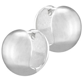 Vinani CJP Hoop Earrings Ball Shape Matte 925 Sterling Silver, Sterling Silver