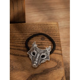 HAQUIL Metal Wolf Head Charm Hair Tie, Animal Pattern Elastic Rubber Band, Hair Holder, Hair Rope, Hair Accessories for Women