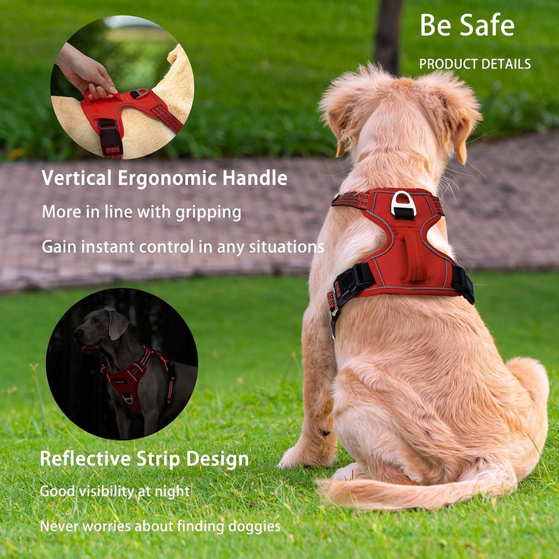 Funfox Medium Dog Harness No Pull, Adjustable Dog Vest for