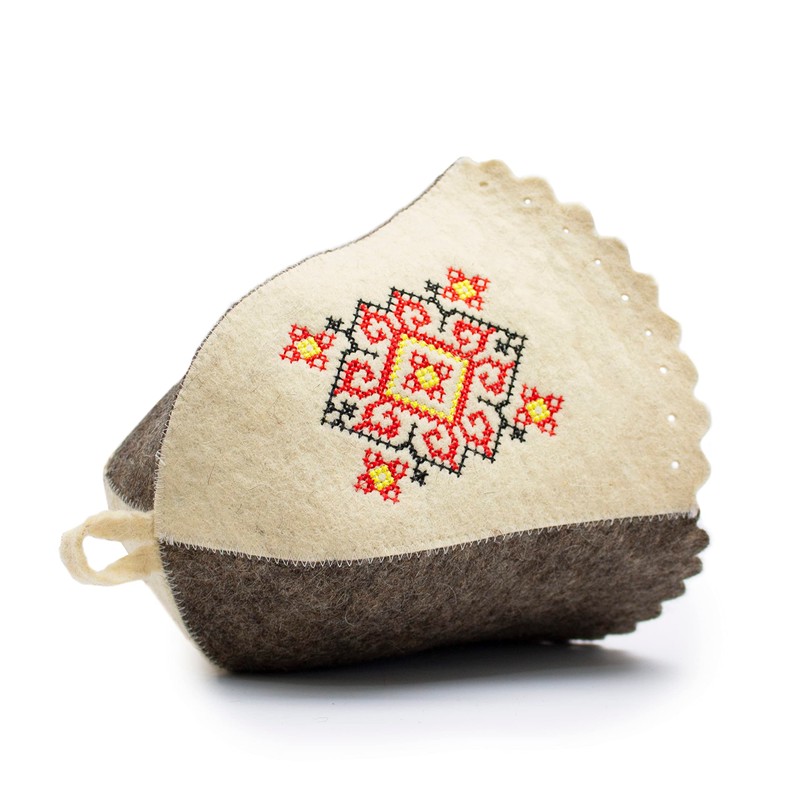 SHSH trade group Ukrainian Wool Sauna Hat Embroidered Ornament Vyshyvanka