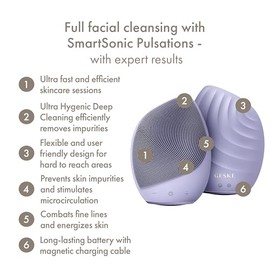 GESKE  Cepillo facial SmartAppGuided 5 en 1  Cepillo de limpieza facial elctrico  Cepillo de silicona suave  Limpieza facial profesional  Dispositivo 