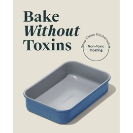 Caraway Nonstick 9” x 6.5” Small Rectangle Baking Pan – Non-Toxic, PTFE & PFOA Free – Aluminized Steel Core – Deep Ceramic Baking Pan for Casseroles, Lasagna & More - Slate