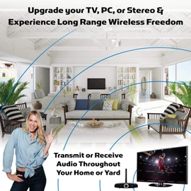 Long Range Bluetooth Transmitter or Receiver, Audio Only for TV PC Stereo, Connect Speaker, Headphones, Phone, aptX Low Latency Wireless Adapter, Listen in HD No Delay Optical RCA 3.5mm (Home RTX 2.0)
