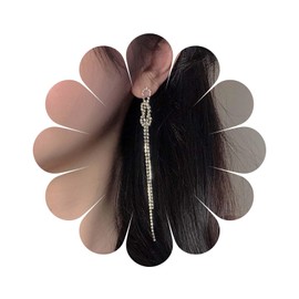 Inateannal Rhinestone Chandelier Drop Earrings Gold Crystal Tassel Chain Earrings Long Rhinestone Chandelier Earrings Sparkle CZ Tennis Chain Earrings Jewellery for Women and Girls