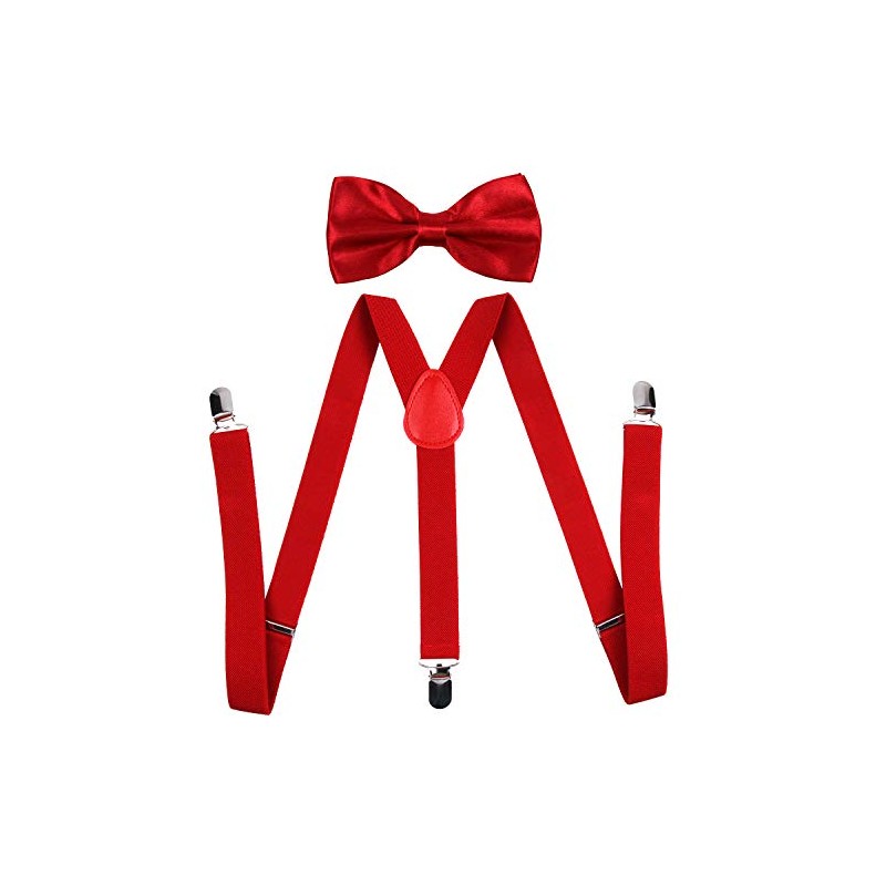 ICObuty Men's Bow Tie and Y Shape Suspender Set Adjustable