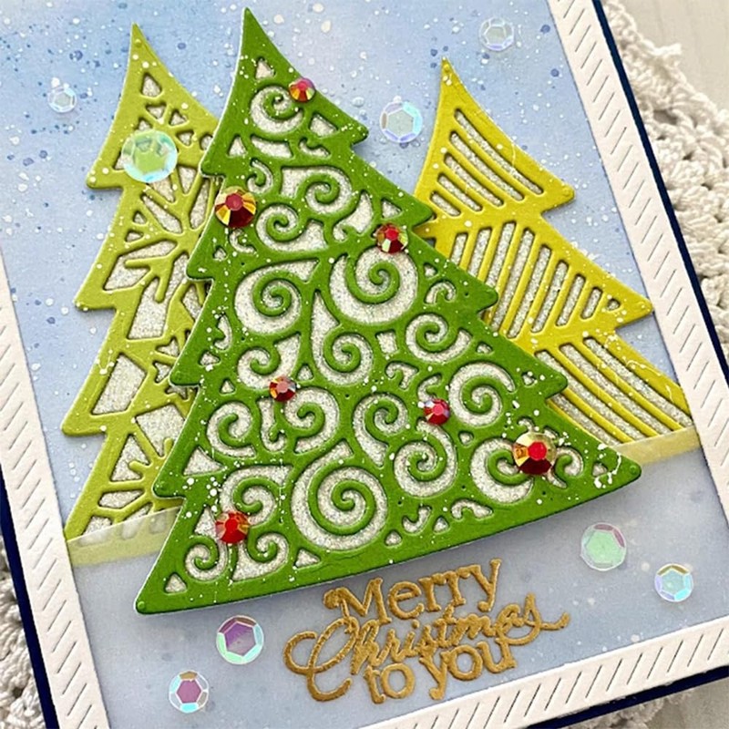 3Pcs Christmas Tree Dies Metal Die Cuts, 3Pcs Christmas Tree