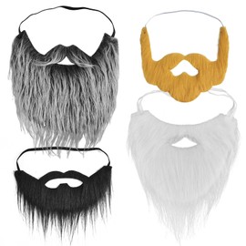 SYLVASS Elastic Band Fake Mustaches & Beard Set-Mixed Colors|Instant Character Transform for Adults Theater-Tested Comfort, Adjustable Fit & No-Itch Fibers|Costume Celebrations & Stage Magic