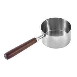 250ml Butter Milk Warmer Pot with Long Wooden Handle Cast Iron Anti Scald Chocolate Melting Saucepan