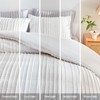 WARMDERN White Boho Duvet Cover Set King Size, Striped Textured