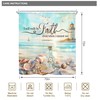 Riyidecor Beach Bible Verse Shower Curtain Hawaiian Ocean Coastal Lighthouse