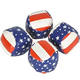 PATRIOTIC, FOURTH OF JULY, 1 DOZEN, 2" STARS AND STRIPES FOOTBAG