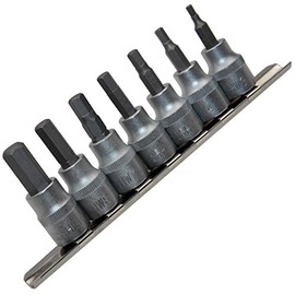 Socket spanner inserts, bit/bit set, nut hexagon socket, socket spanner for hexagonal hexagonal screws, wrench, metric 3 4 5 6 7 8 10 mm 3/8 inch drive, 7 pieces.