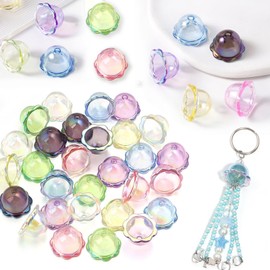 50Pcs 16 * 23mm Large Trumpet Flower Beads for Jewelry Making Acrylic Aesthetic Bell Floral Bead Caps for Cute Jellyfish Cell Phone Charms Earrings Bag Decorative Chains DIY Crafts(Mixed Colors)