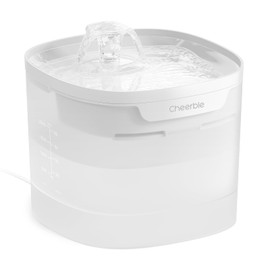 Cheerble Pumpless Cat Water Fountain, 2L/67oz Automatic Pet Fountain, Elfin E1 Lite Cat Fountain for Drinking, MagDrive™ Technology, Continuous Flow Mode, BPA-Free (White, E1 Lite)