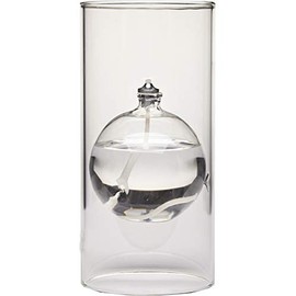 Firefly Modern Transcend Clear Glass Oil Lamp | 2-Piece Borosilicate Glass Includes Bliss Oil Candle Suspended in The Hurricane Candle Holder Sleeve