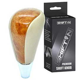 SHIFTIN Leather Wood Gear Shift Knob for Toyota Avalon Yaris 4Runner Land Cruiser Sienna Camry Solara Tacoma and Lexus ES300 ES330 GS300 GS400 GS430 SC300 SC400 (Beige Leather/Birds Eye)