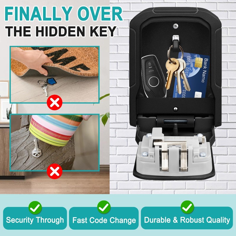 VOBUKE Key Safe with Combination Code, Outdoor Key Safe Weatherproof