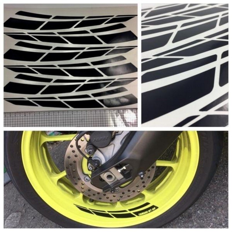 Motorcycle Custom Wheel Rim Sticker Decal 8 Colors (Black)