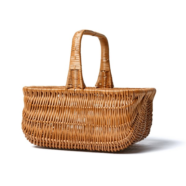 Dutch Large Wicker Shopping Basket with Handle 36cm x 25cm - Picnic Basket - Traditional Willow Cookery Shopper Baguette Basket - Perfect for Village Farmers Market
