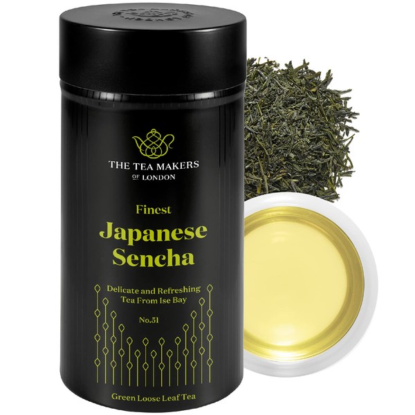 Japanese Sencha Green Tea Loose Leaf - Natural & Authentic Japanese Green Tea - Clean Green Infusion & Smooth, Grassy-Sweet Notes - 125g Easy to Brew Japanese Tea by The Tea Makers of London