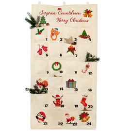 Advent Calendar 2024 to Fill - 24 Advent Calendar Made of Fabric for Christmas XXL Wall Calendar Reusable, Christmas Decoration Indoor Advent Calendar for Hanging Fabric Bag Tapestry