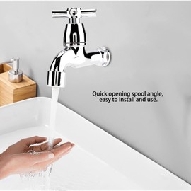 Water Faucet Water Tap Plastic Washing Machine Faucet, chrome plated Sink Basin Water Tap with Single Spout Handle Basin Taps Hot and Cold Water Bathroom Sink Cross Handle Levers(Cross)