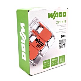 Wago Pack of 50 Wago 221-413 LEVER-NUTS 3 Conductor Compact Connectors New USA STOCK