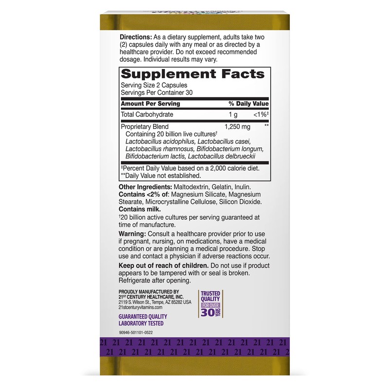 21st Century Advanced Probiotic Capsules, 60 Count (27505)