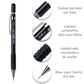 Pentel de México A315BP-A Lapicero Pentel 120 A3, Negro, Blíster, 0.5 mm, pack of/paquete de 1