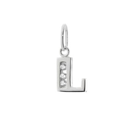 NKlaus Letter L Small Pendant 925 Sterling Silver 8 mm Alphabet Zirconia 9184, Precious metal, Zircon gemstone.