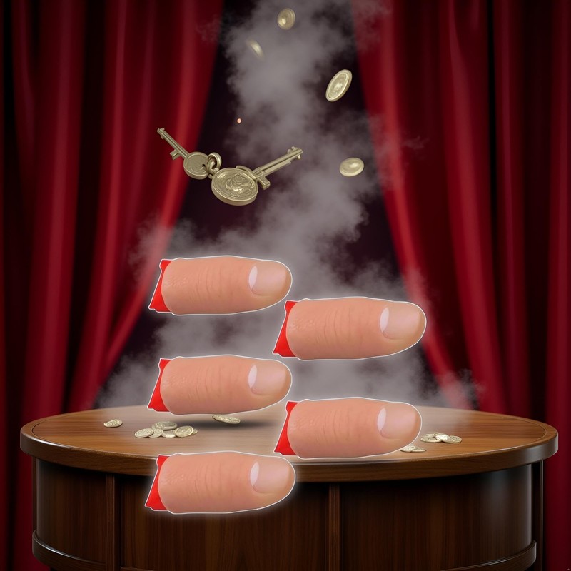 5Pcs Thumb Tip Magic Tricks Fake Thumb Tip Silk Vanish