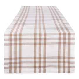 DII Home Sweet Farmhouse Plaid Tabletop Collection, Table Runner, 14x72, Stone