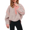 Panadila Womens Quarter Zip Fleece Pullover Sherpa Jacket Oversized Sweatshirt