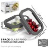 BOROHOUSE 5-Pack Borosilicate Glass Containers with Tempered Lids, 35.2oz/4.4 Cup