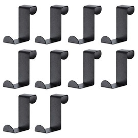 ZEACCT 10 pcs Z-Shaped Reversible Door Hooks Over Cabinet Door Hooks Over The Door Hook Stainless Steel Reversible Hooks Plastic Towel Hanger Hook, for Kitchen Bathroom Bedroom Office(Black)