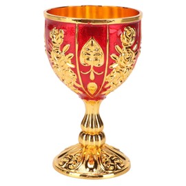 4 Inch Goblet Chalice Gold,Gold Chalice Pimp Cup High Zinc Alloy Retro Embossed Flower Pattern Elegant Pimp Cup for Party Banquet Bar 4 Inch Goblet Chalice Gold Goblet (Gold Red)