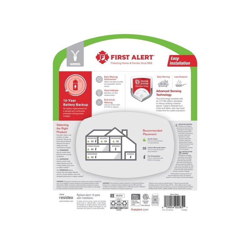 First Alert 10 Year Back Up Hard-Wired w/Battery Back-Up Ionization