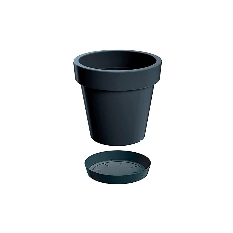 Prosper Plast Lofly Flowerpot, 29.3 x 27.1 cm, Anthracite, 29.3x29.3x27.1