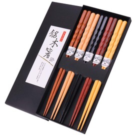 GLAMFIELDS Chopsticks Reusable,Premium Fiberglass Chopsticks Dishwasher Safe and Reusable Chopsticks Japanese Natural Wooden