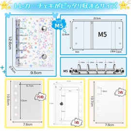 Muratuki Transparent Binder, Star Pattern, Seal Storage Notebook, M5, Plastan, Mini, Pocket Size [1 Binder x 20 Refills, 2 Underlays, 1 Mini Wallet] 3 Layer Structure, PP Sheet, Card Sleeve, Push