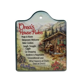 "Oma's House Rules" Ceramic Cheeseboard Trivet
