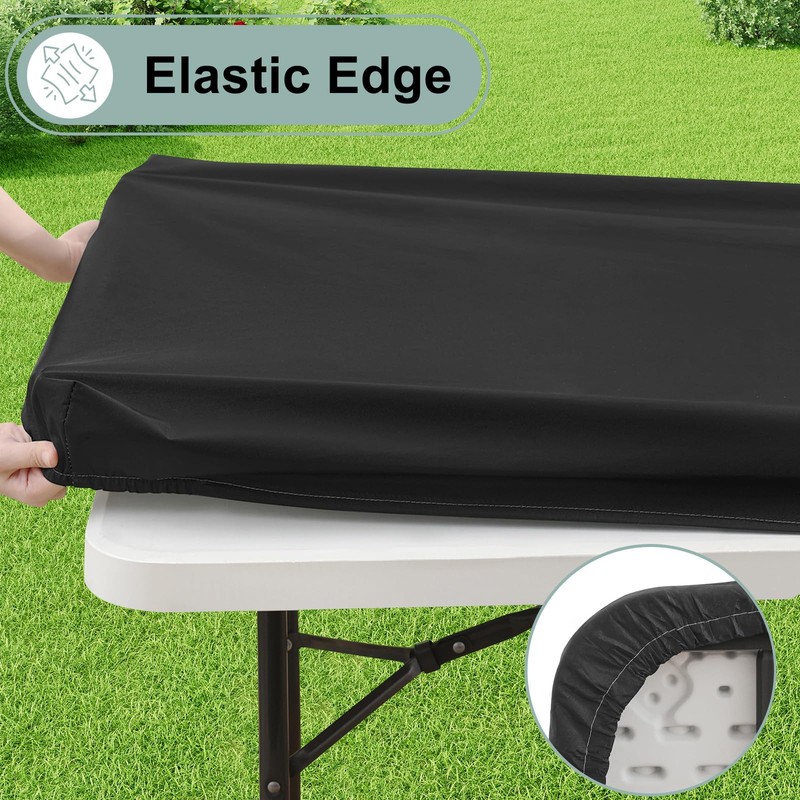 misaya Rectangle Vinyl Tablecloth, 6 Foot Elastic Fitted Table Cloth