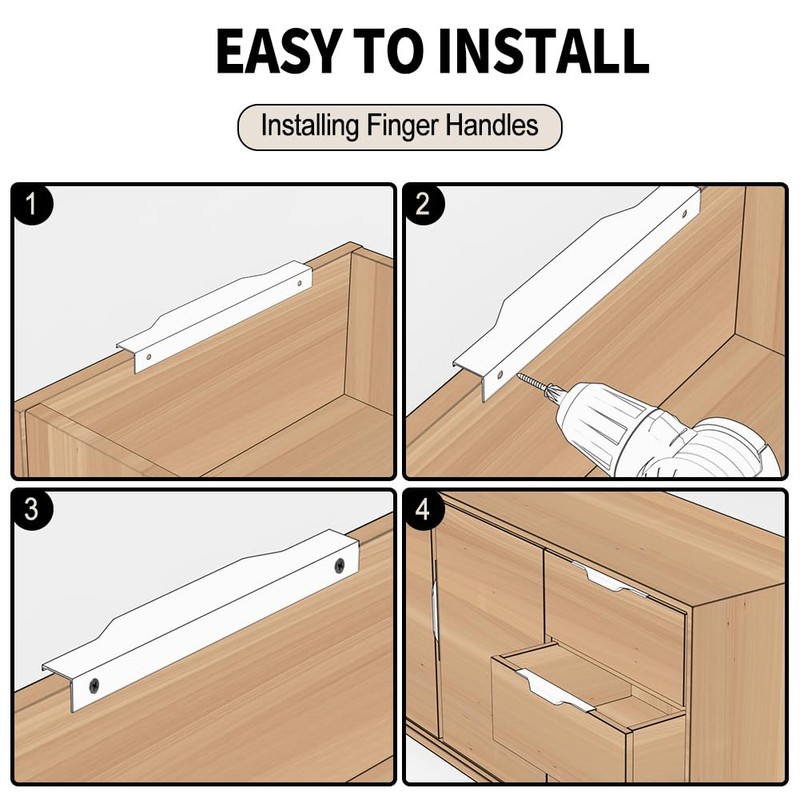 Precisluck 5 Pack 800mm(31.4 Inch) Black Edge Finger Pull Drawer
