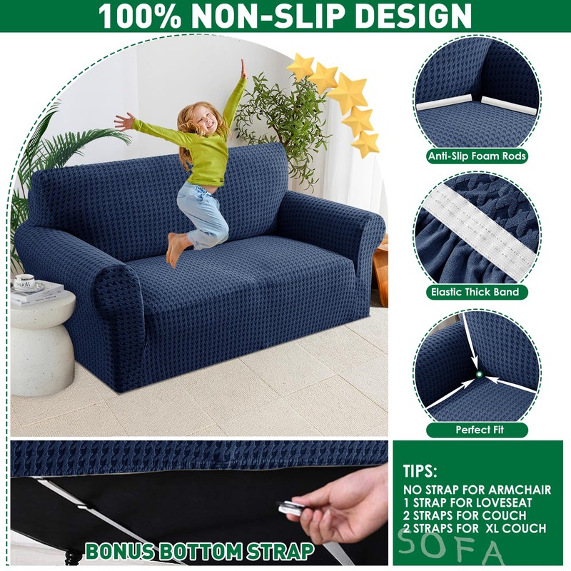 MAXIJIN Stretch Couch Cover Sofa Covers for 3 Cushion Couch