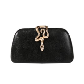 Dreubea Womens Clutch Bag with Elegant Snake Accent - Stylish & Chic Evening Purse Black